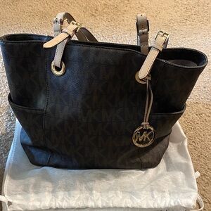 Michael Kors Brown Logo Tote with Gold Accents. EUC